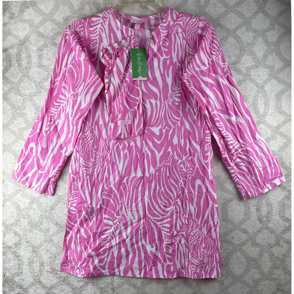 Lilly Pulitzer Mini Island Tunic Womens XL Pink NWT Catching Zzzs Cotton Beach